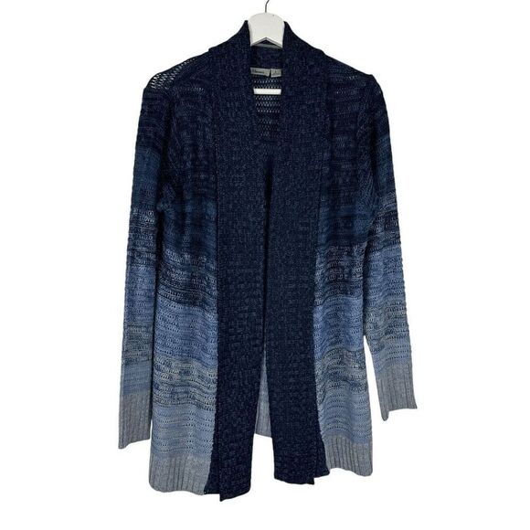 Jason Maxwell Large Open Front Cardigan Ombré Stripe Blue - Picture 1 of 5